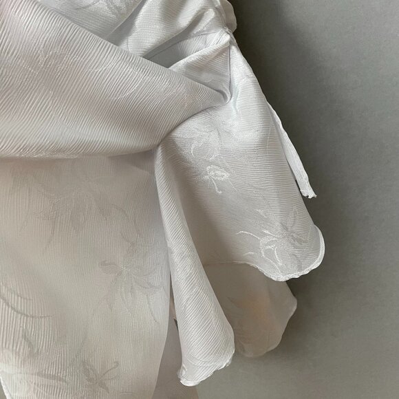 Vintage 80s Dress Floral Mini Ruffles Iridescent Women Beach Wedding Reception - Picture 10 of 13